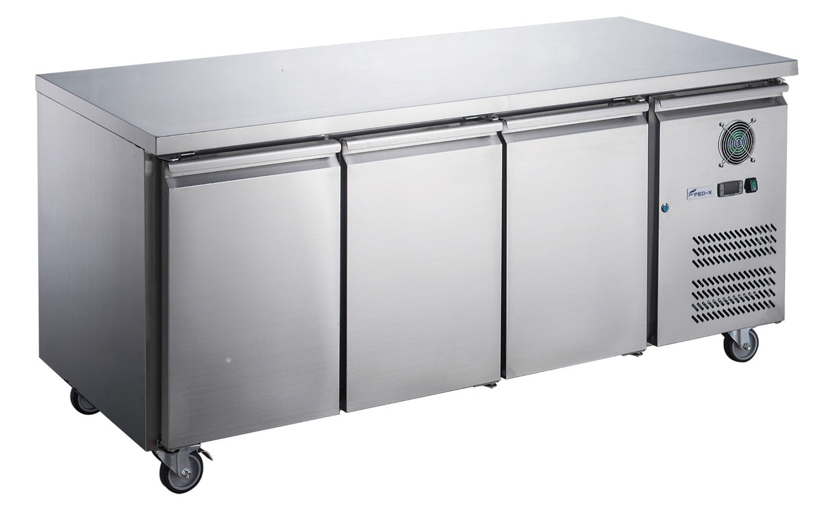 FED - X S/S Three Door Bench Freezer XUB6F18S3V - Commercial Kitchen Appliances
