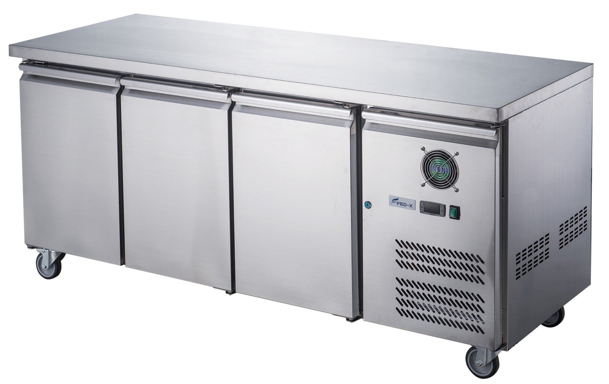 FED - X S/S Three Door Bench Fridge XUB6C18S3V - Commercial Kitchen Appliances