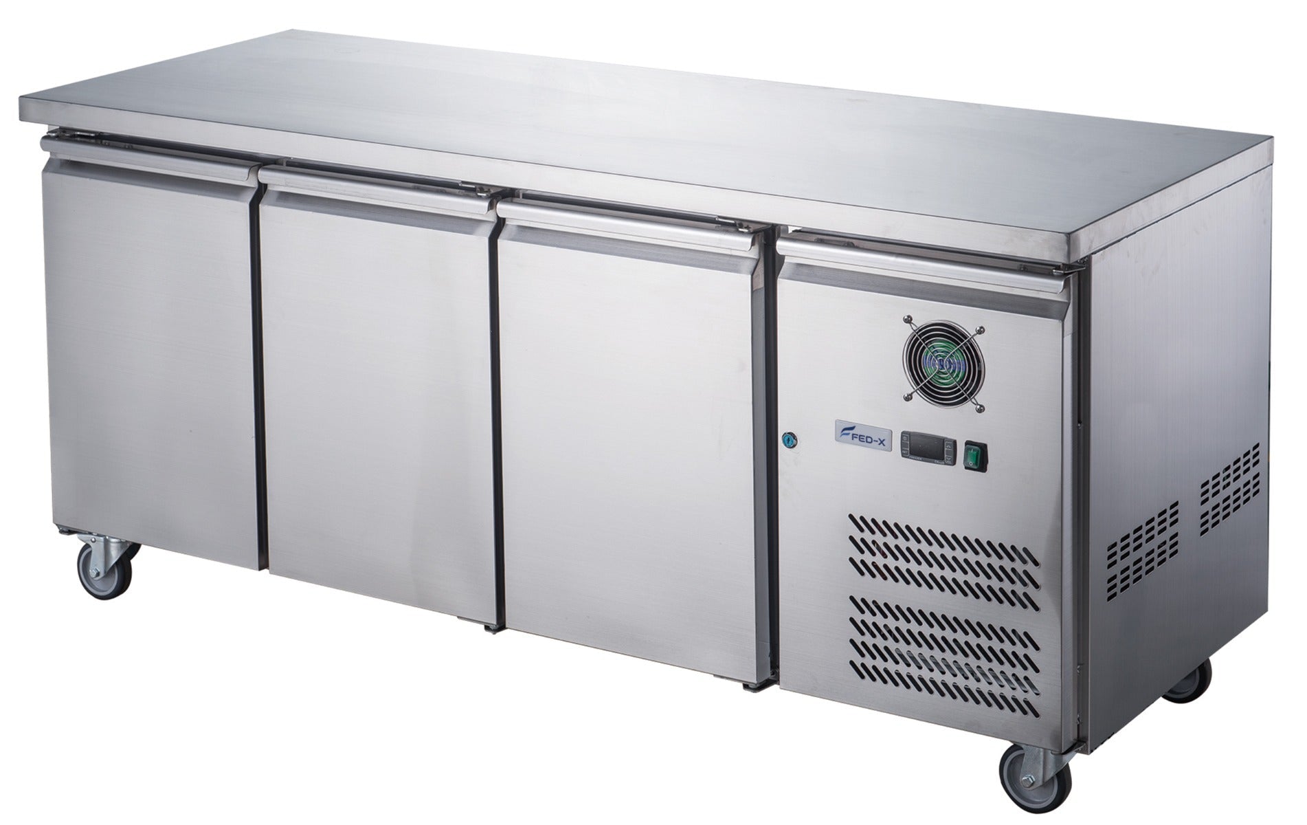 FED - X S/S Three Door Bench Fridge XUB6C18S3V - Commercial Kitchen Appliances