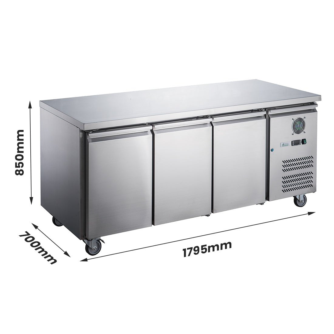 FED - X S/S Three Door Bench Fridge XUB7C18S3V - Commercial Kitchen Appliances