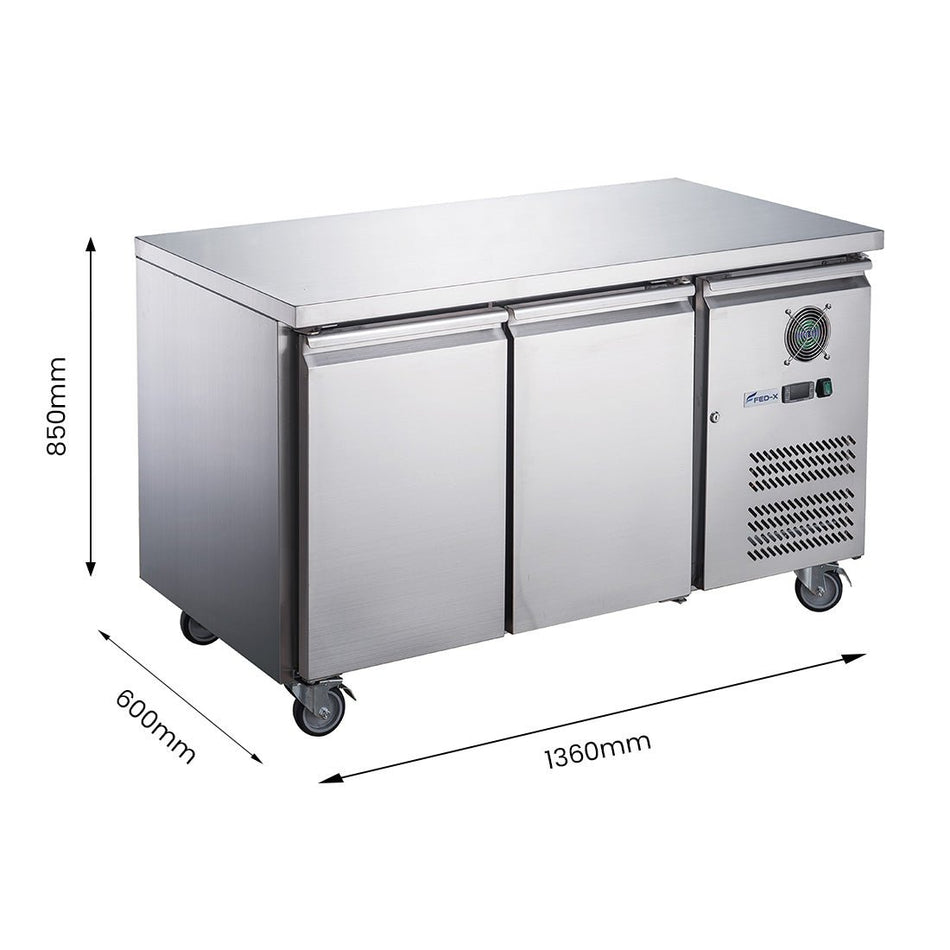 FED - X S/S Two Door Bench Fridge XUB6C13S2V - Commercial Kitchen Appliances