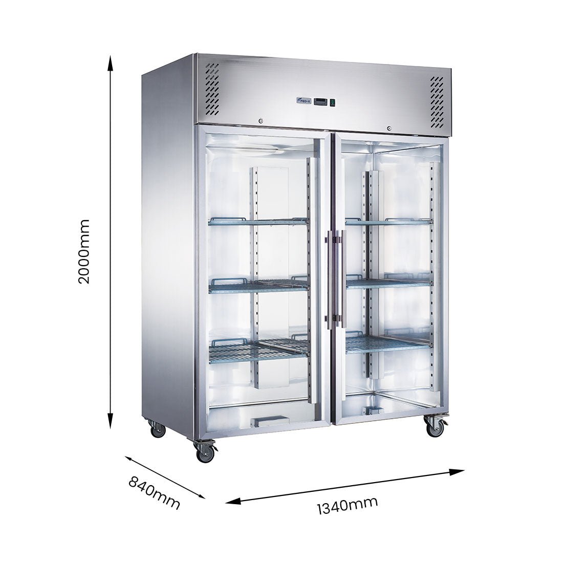 FED - X S/S Two Full Glass Door Upright Freezer XURF1200G2V - Commercial Kitchen Appliances