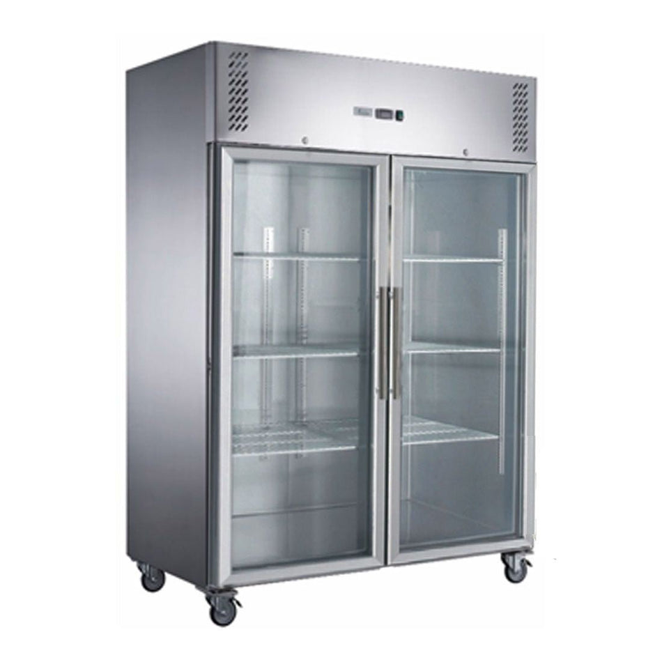 FED - X S/S Two Full Glass Door Upright Freezer XURF1410G2V - Commercial Kitchen Appliances