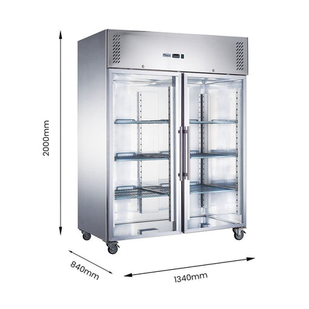 FED - X S/S Two Full Glass Door Upright Fridge XURC1200G2V - Commercial Kitchen Appliances
