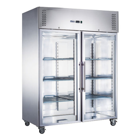 FED - X S/S Two Full Glass Door Upright Fridge XURC1200G2V - Commercial Kitchen Appliances