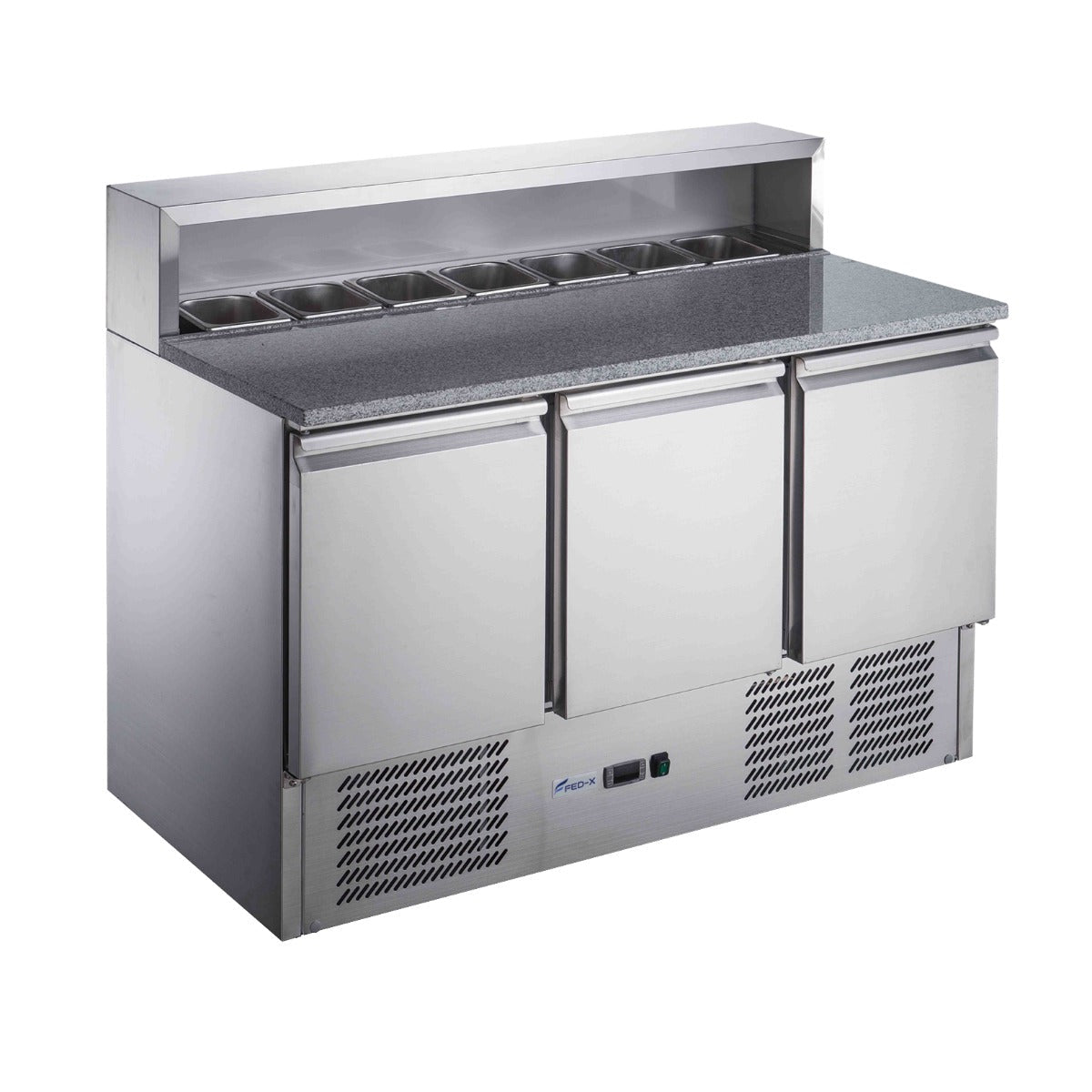 FED - X Three Door Salad Prep Fridge With Marble Top XGNS1300E - Commercial Kitchen Appliances