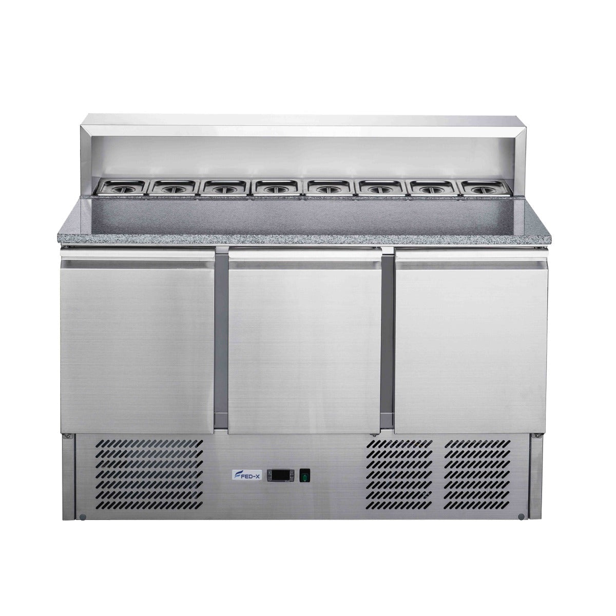 FED - X Three Door Salad Prep Fridge With Marble Top XGNS1300E - Commercial Kitchen Appliances