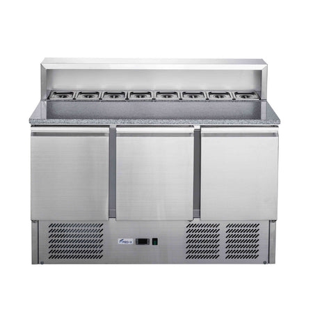 FED - X Three Door Salad Prep Fridge With Marble Top XGNS1300E - Commercial Kitchen Appliances
