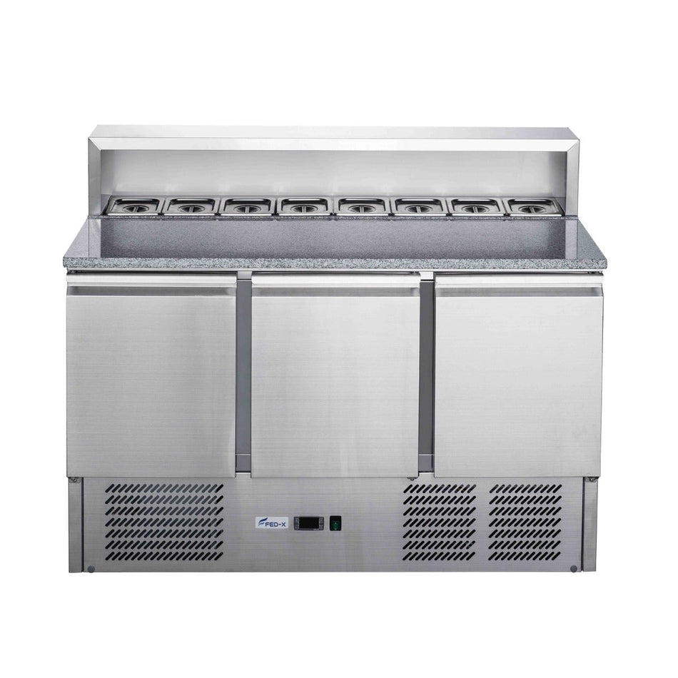 FED - X Three Door Salad Prep Fridge With Marble Top XGNS1300E - Commercial Kitchen Appliances