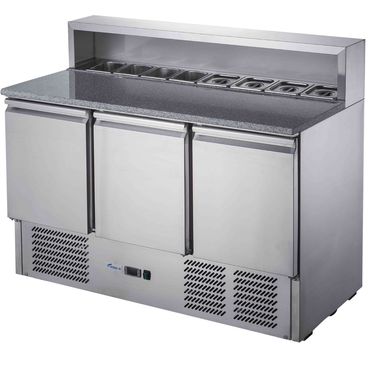 FED - X Three Door Salad Prep Fridge With Marble Top XGNS1300E - Commercial Kitchen Appliances