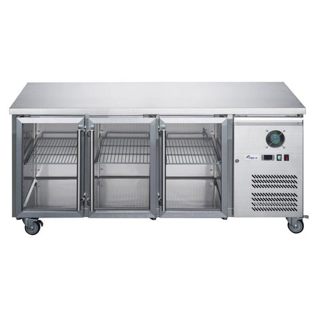 FED - X Three Glass Door Bench Fridge XUB6C18G3V - Commercial Kitchen Appliances
