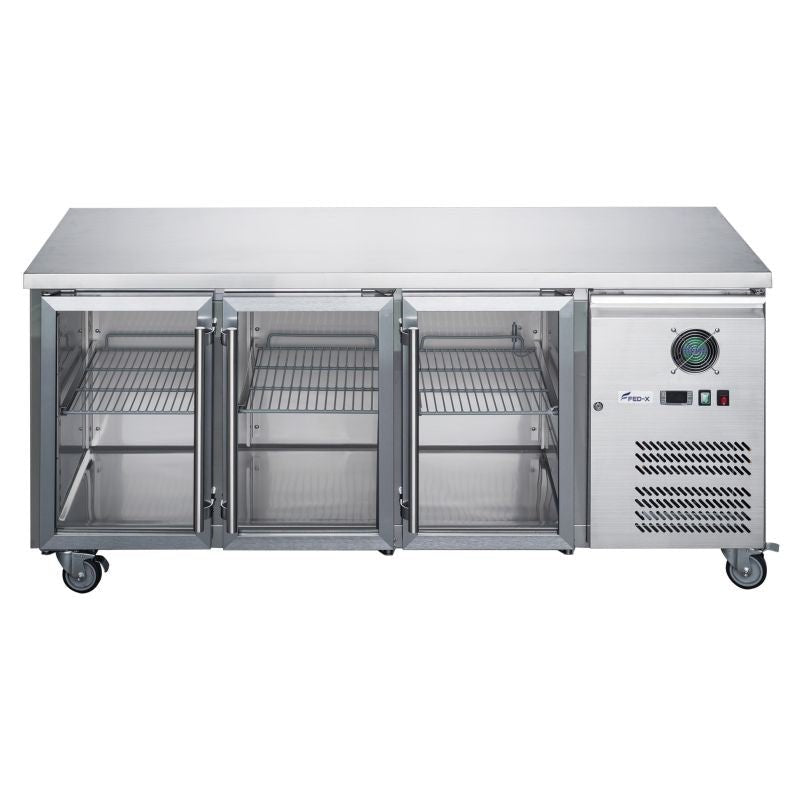 FED - X Three Glass Door Bench Fridge XUB6C18G3V - Commercial Kitchen Appliances