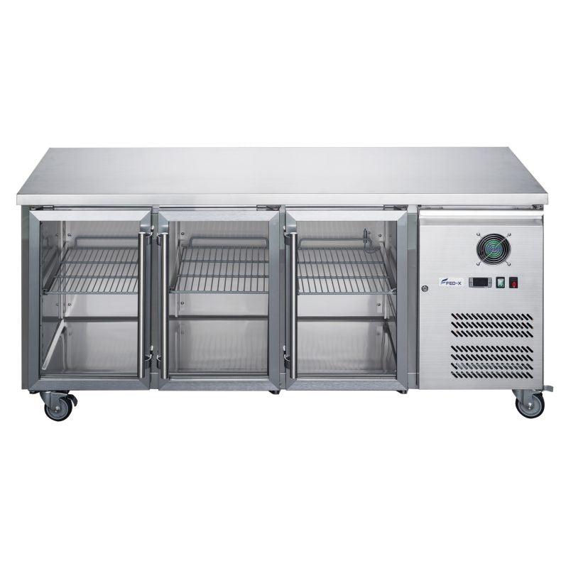 FED-X Three Glass Door Bench Fridge XUB6C18G3V - XUB6C18G3V