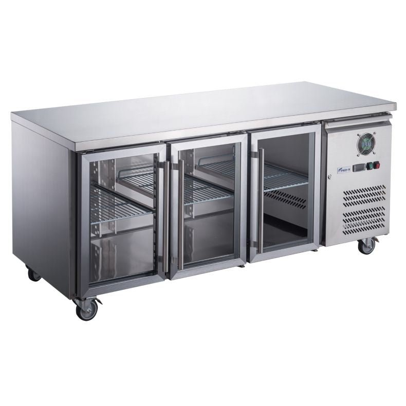 FED - X Three Glass Door Bench Fridge XUB7C18G3V - Commercial Kitchen Appliances
