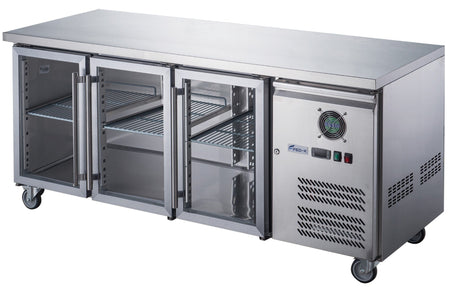 FED - X Three Glass Door Bench Fridge XUB7C18G3V - Commercial Kitchen Appliances