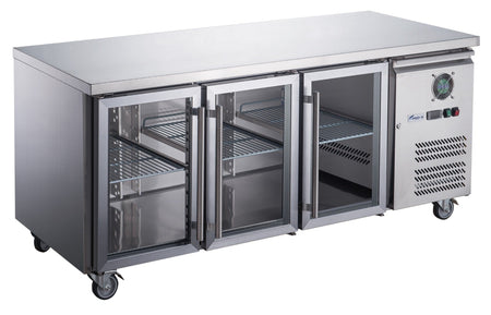 FED - X Three Glass Door Bench Fridge XUB7C18G3V - Commercial Kitchen Appliances