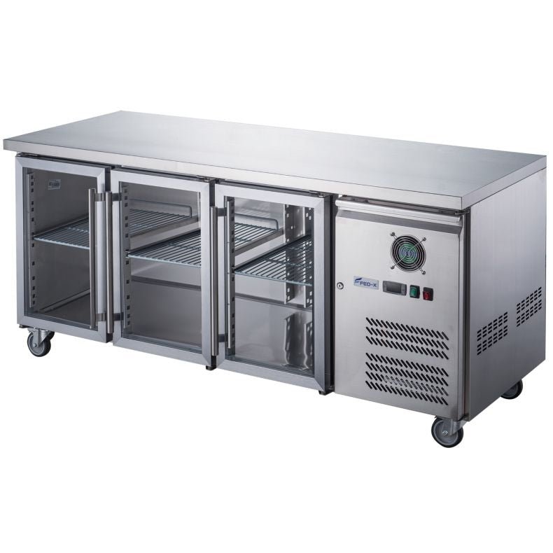 FED - X Three Glass Door Bench Fridge XUB7C18G3V - Commercial Kitchen Appliances