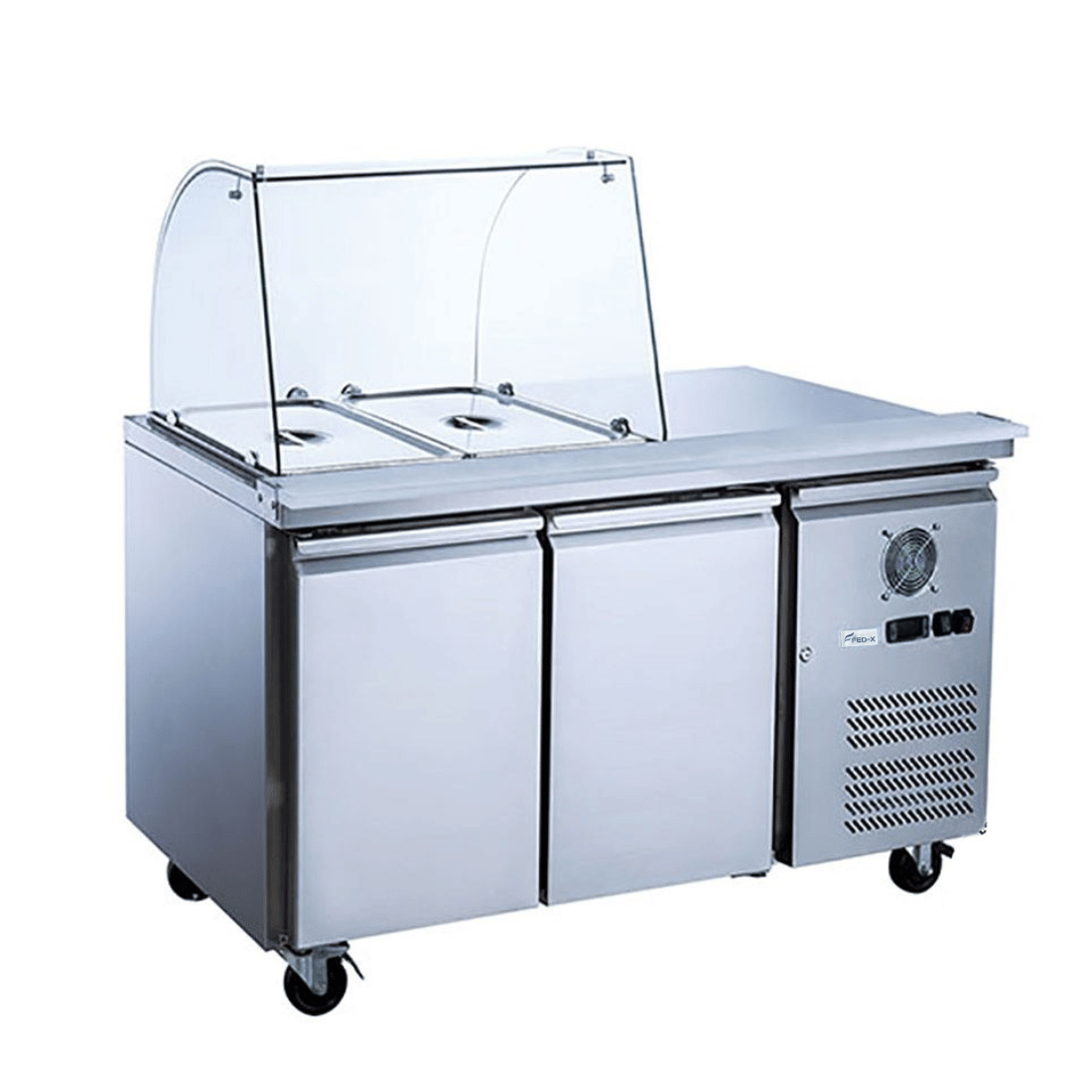 FED - X Two Door Salad Prep Fridge With Curve Glass Top XTHP2100SALGC - Commercial Kitchen Appliances