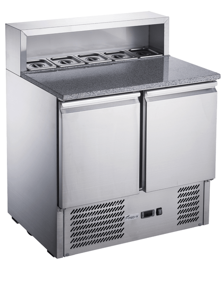 FED - X Two Door Salad Prep Fridge With Marble Top XGNS900E - Commercial Kitchen Appliances