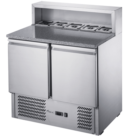 FED - X Two Door Salad Prep Fridge With Marble Top XGNS900E - Commercial Kitchen Appliances