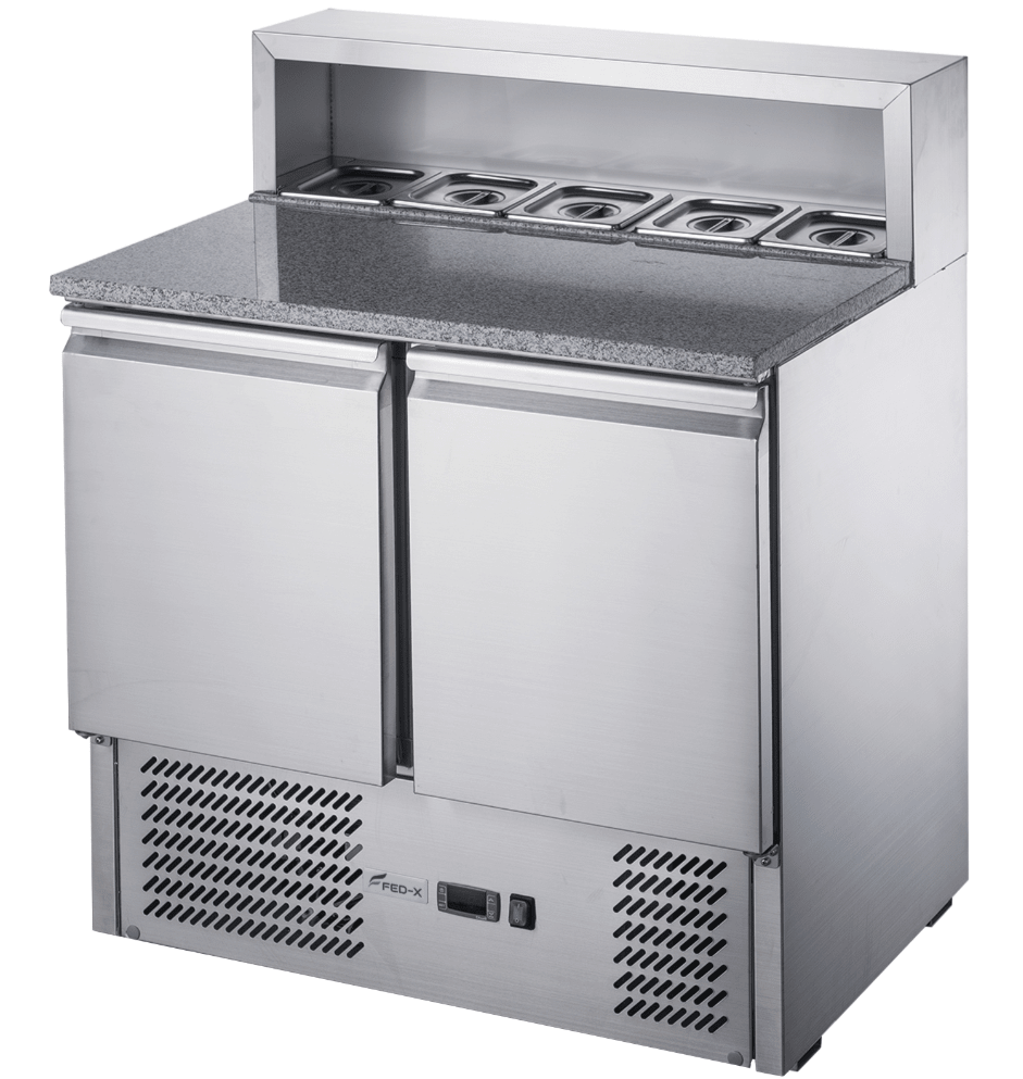 FED - X Two Door Salad Prep Fridge With Marble Top XGNS900E - Commercial Kitchen Appliances