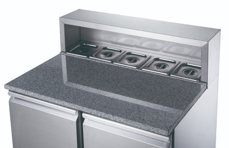 FED - X Two Door Salad Prep Fridge With Marble Top XGNS900E - Commercial Kitchen Appliances