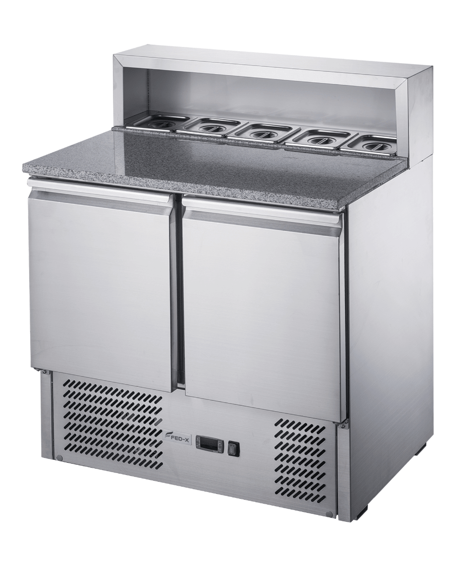 FED - X Two Door Salad Prep Fridge With Marble Top XGNS900E - Commercial Kitchen Appliances