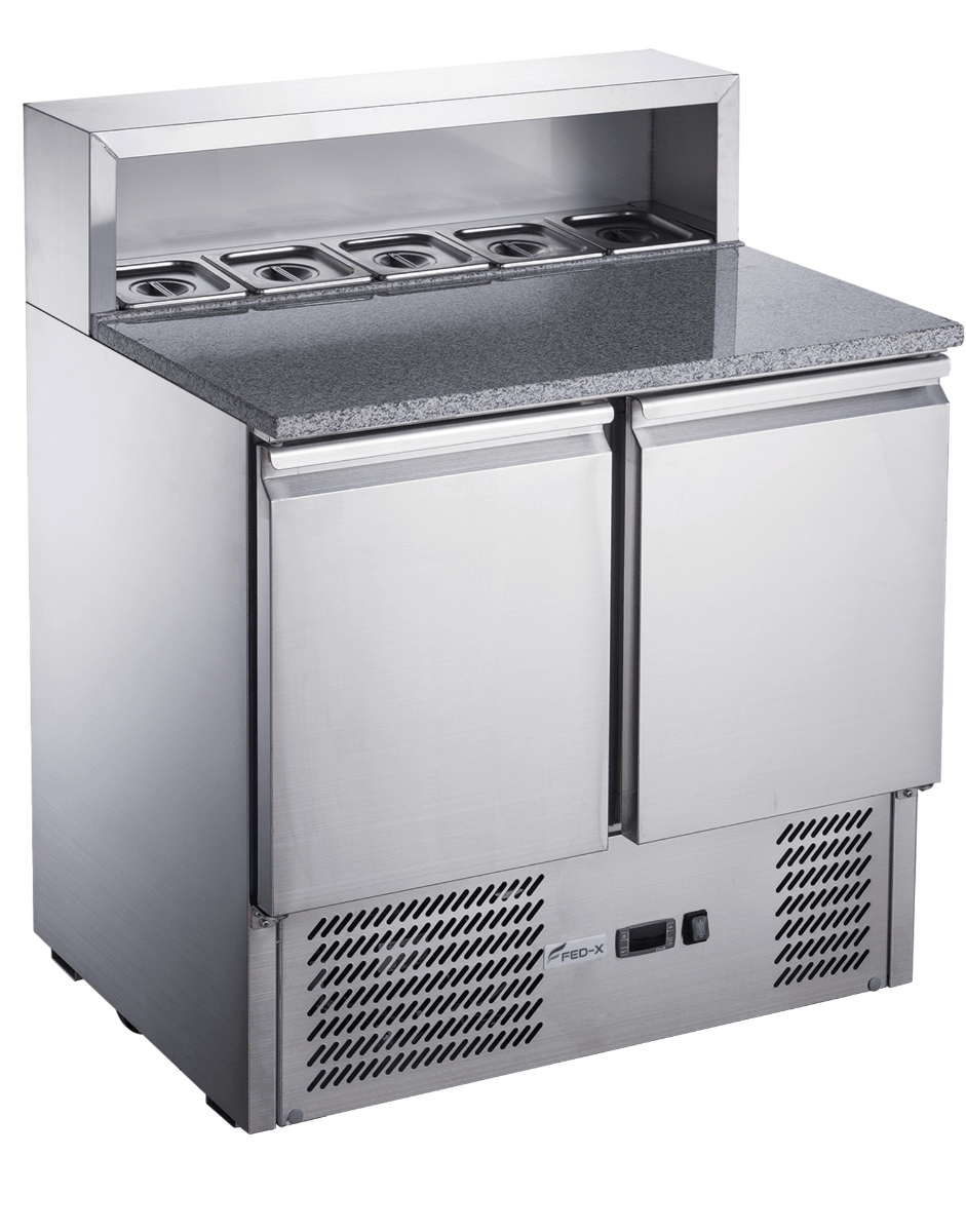 FED - X Two Door Salad Prep Fridge With Marble Top XGNS900E - Commercial Kitchen Appliances