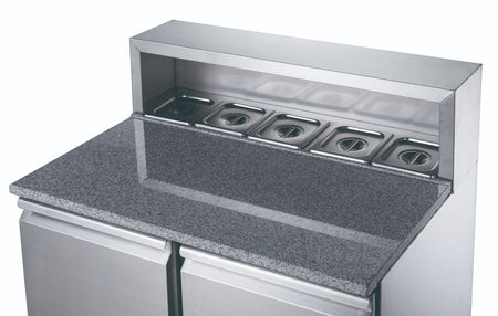FED - X Two Door Salad Prep Fridge With Marble Top XGNS900E - Commercial Kitchen Appliances