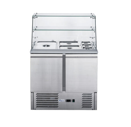 FED - X Two Door Salad Prep Fridge With Square Glass Top XS900GC - Commercial Kitchen Appliances