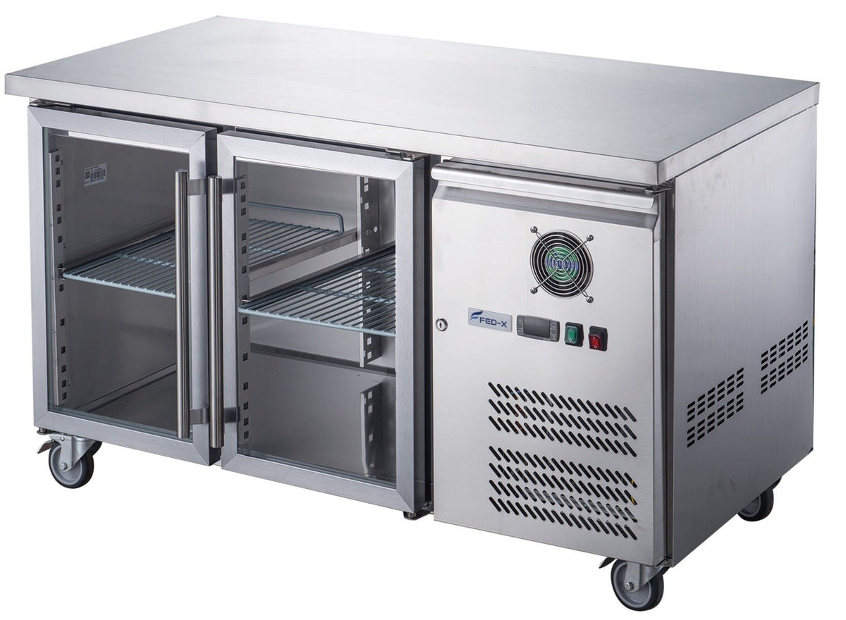 FED - X Two Glass Door Bench Fridge XUB6C13G2V - Commercial Kitchen Appliances