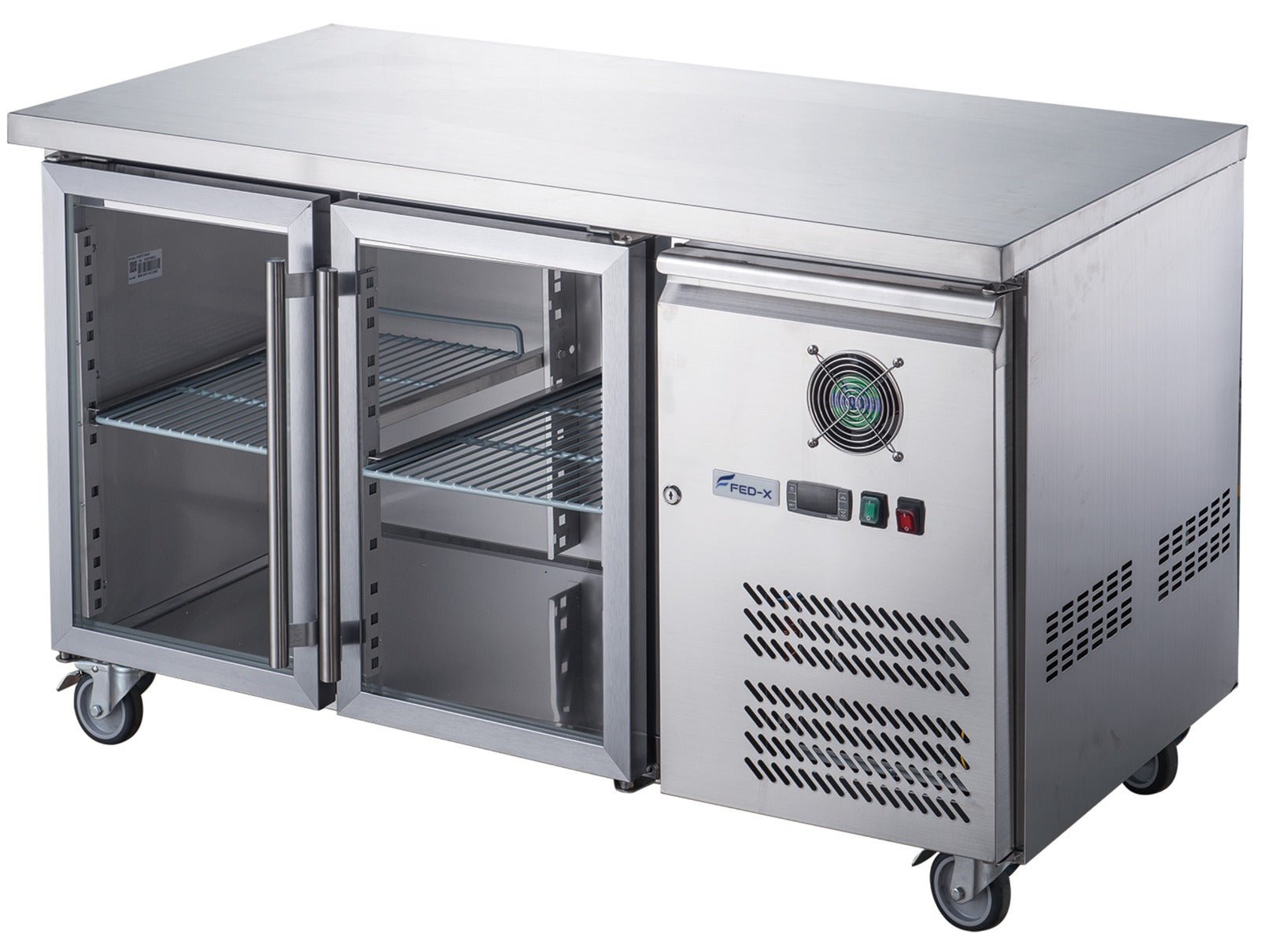 FED - X Two Glass Door Bench Fridge XUB6C13G2V - Commercial Kitchen Appliances