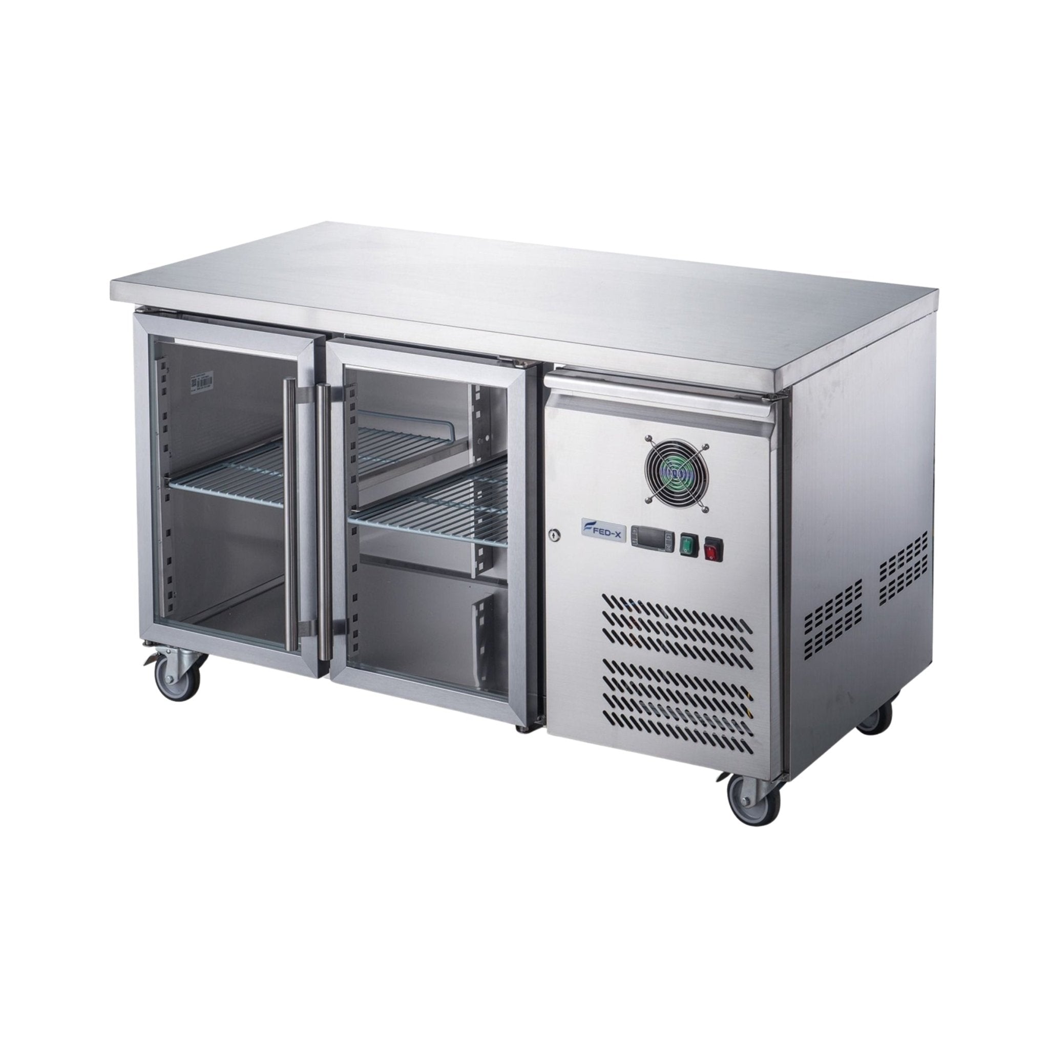 FED - X Two Glass Door Bench Fridge XUB6C13G2V - Commercial Kitchen Appliances