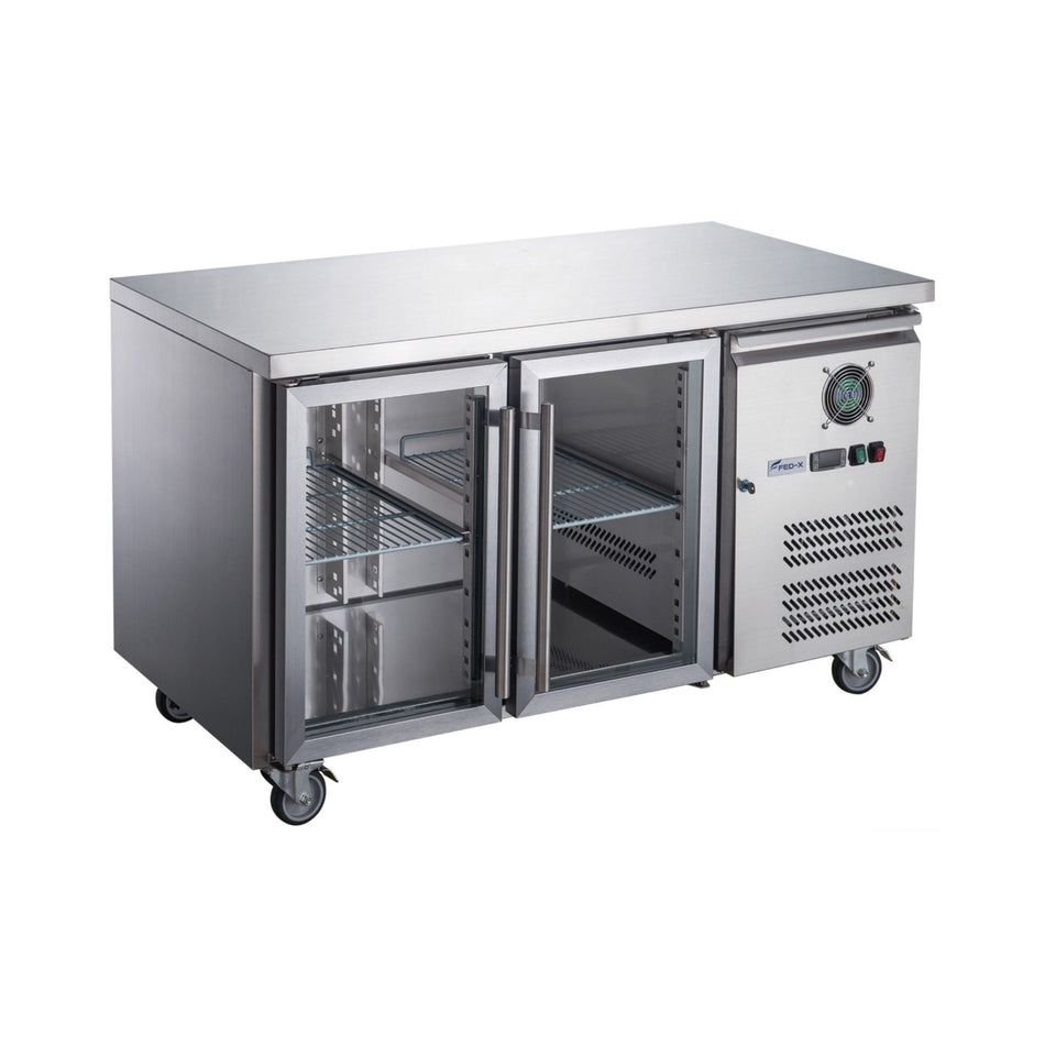 FED - X Two Glass Door Bench Fridge XUB6C13G2V - Commercial Kitchen Appliances