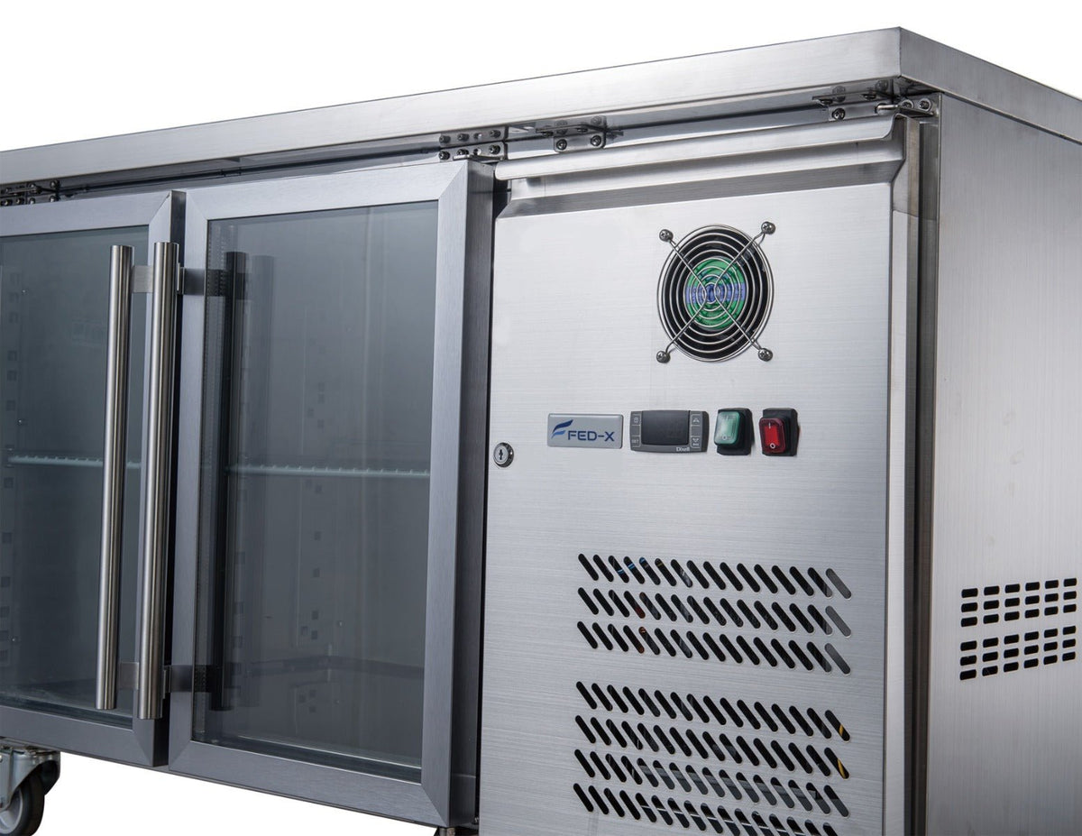 FED - X Two Glass Door Bench Fridge XUB6C13G2V - Commercial Kitchen Appliances