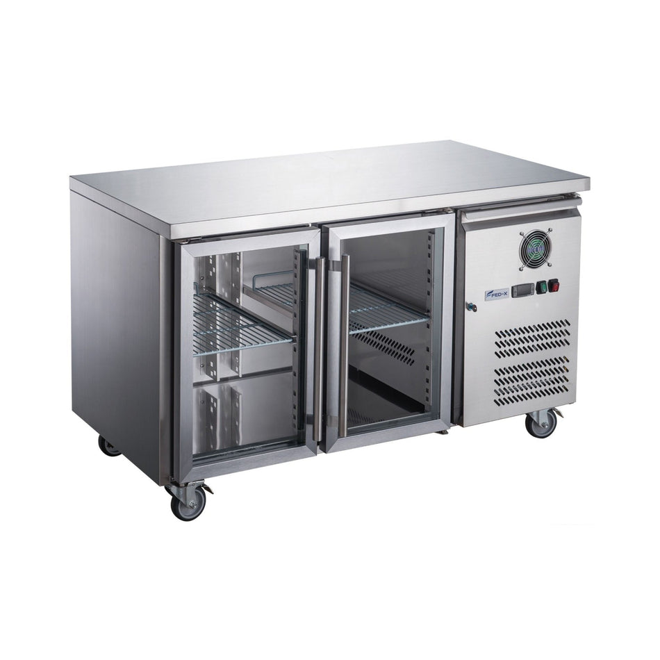 FED-X Two Glass Door Bench Fridge XUB6C13G2V