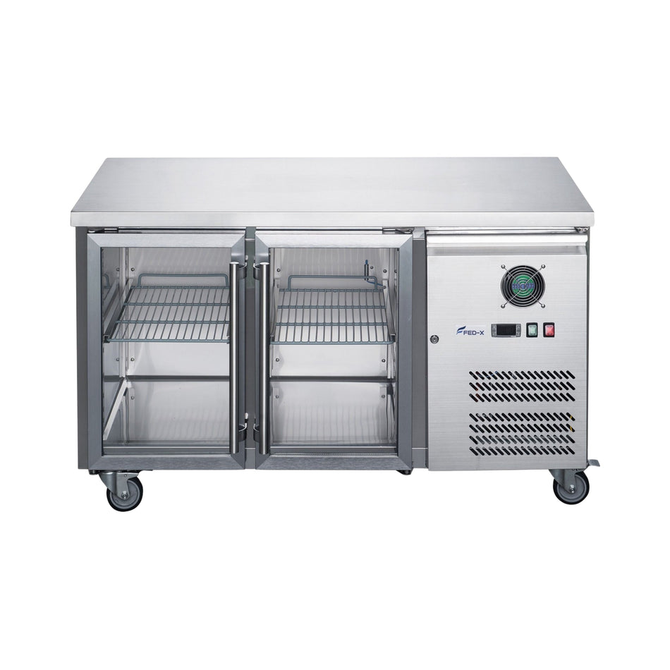 FED-X Two Glass Door Bench Fridge XUB6C13G2V