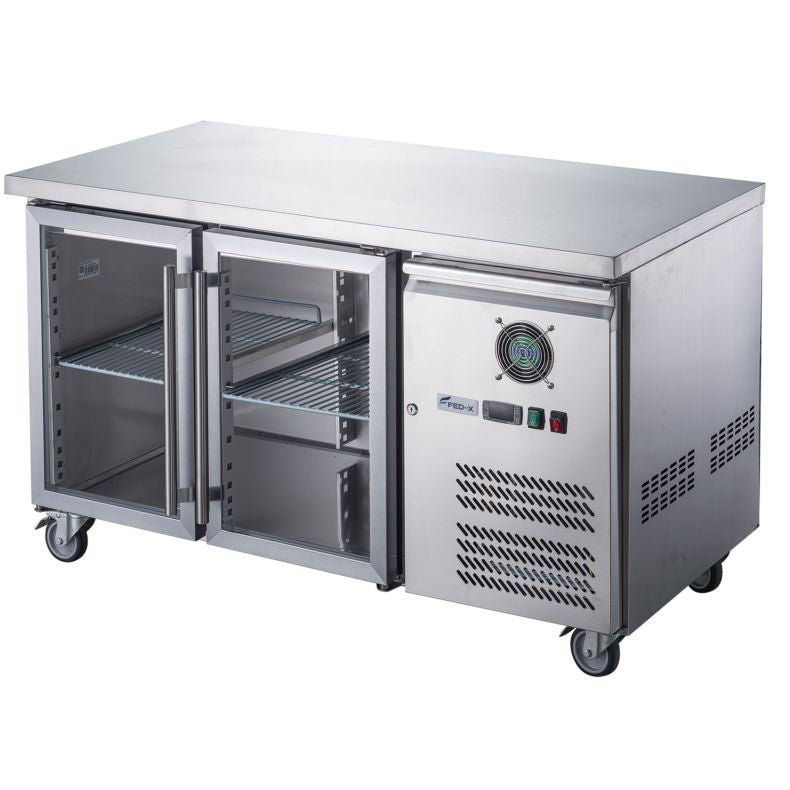 FED - X Two Glass Door Bench Fridge XUB7C13G2V - Commercial Kitchen Appliances