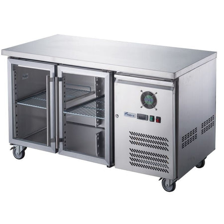 FED - X Two Glass Door Bench Fridge XUB7C13G2V - Commercial Kitchen Appliances