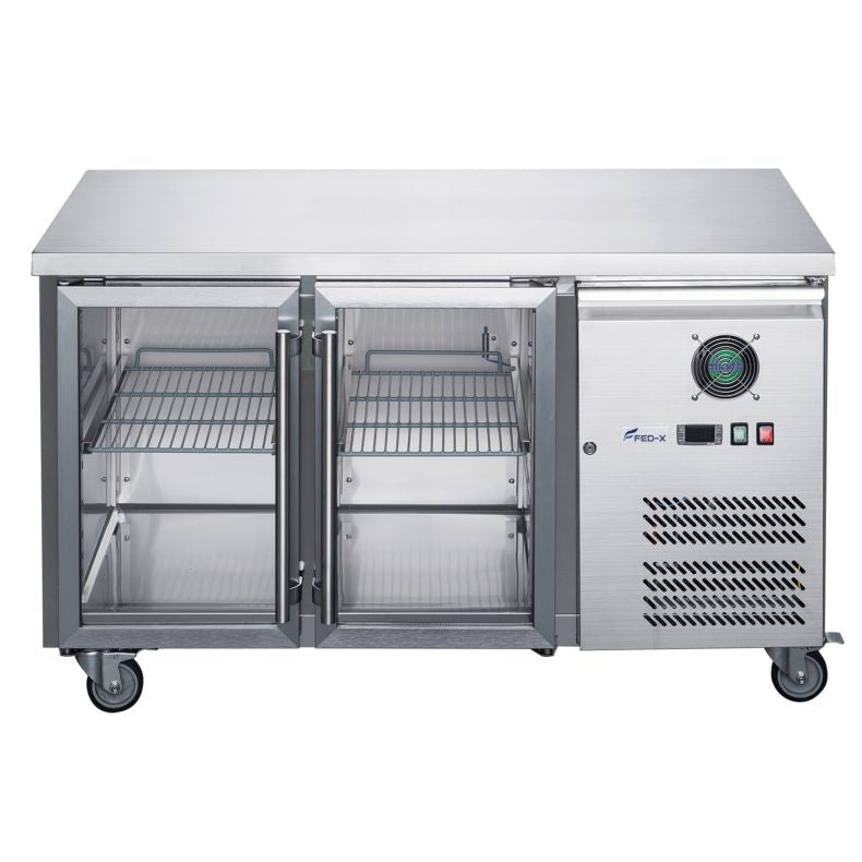 FED - X Two Glass Door Bench Fridge XUB7C13G2V - Commercial Kitchen Appliances