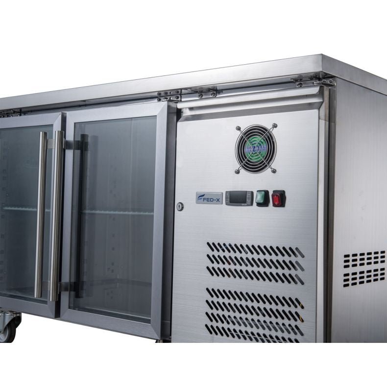 FED - X Two Glass Door Bench Fridge XUB7C13G2V - Commercial Kitchen Appliances