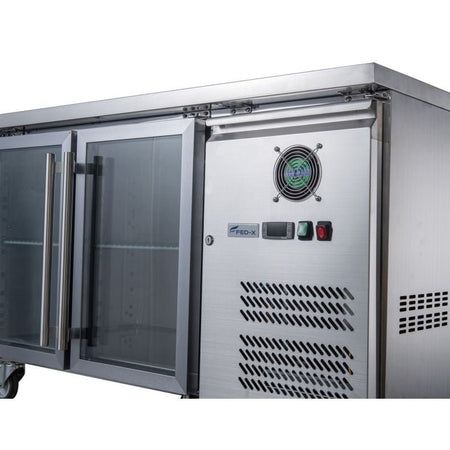 FED - X Two Glass Door Bench Fridge XUB7C13G2V - Commercial Kitchen Appliances