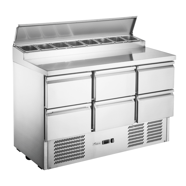 FED-X XGNS1300D-6D Six Drawer Salad Prep Fridge - Commercial Kitchen Appliances