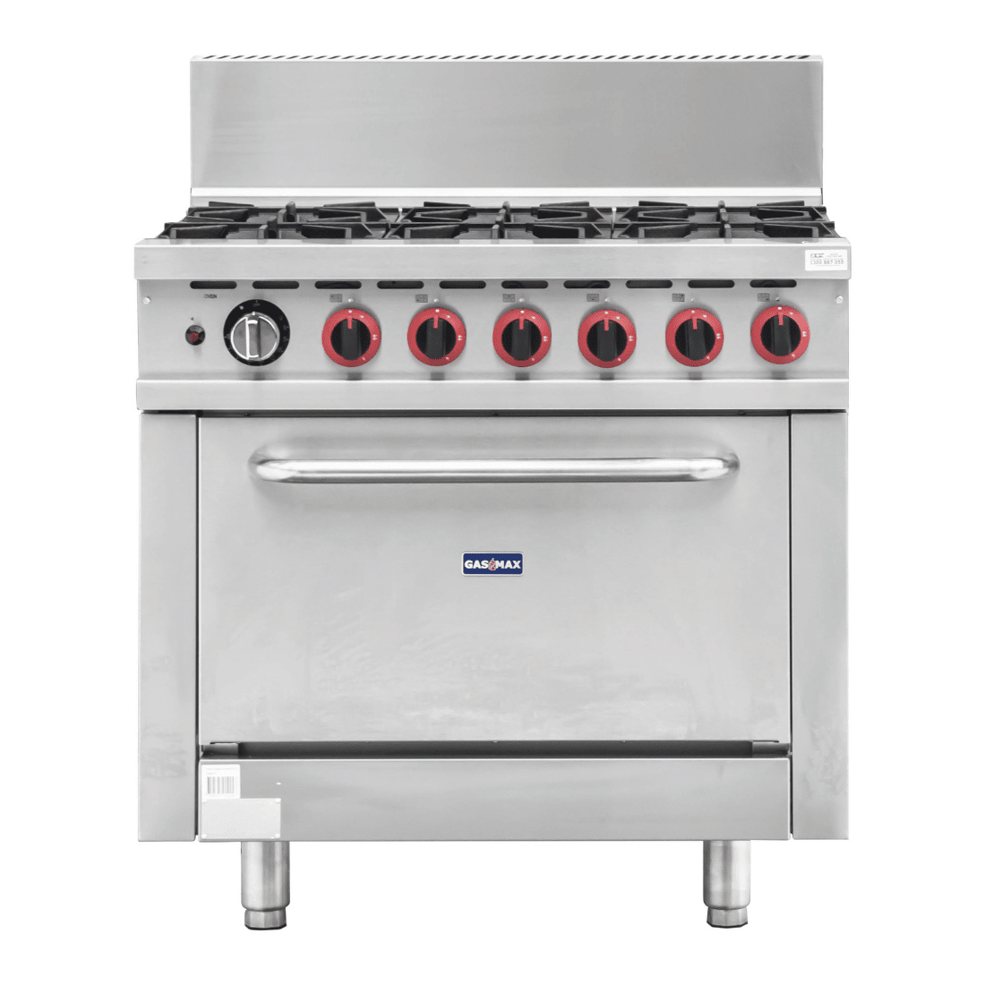 Gasmax GBS6TS 6-burner gas range with oven — front view