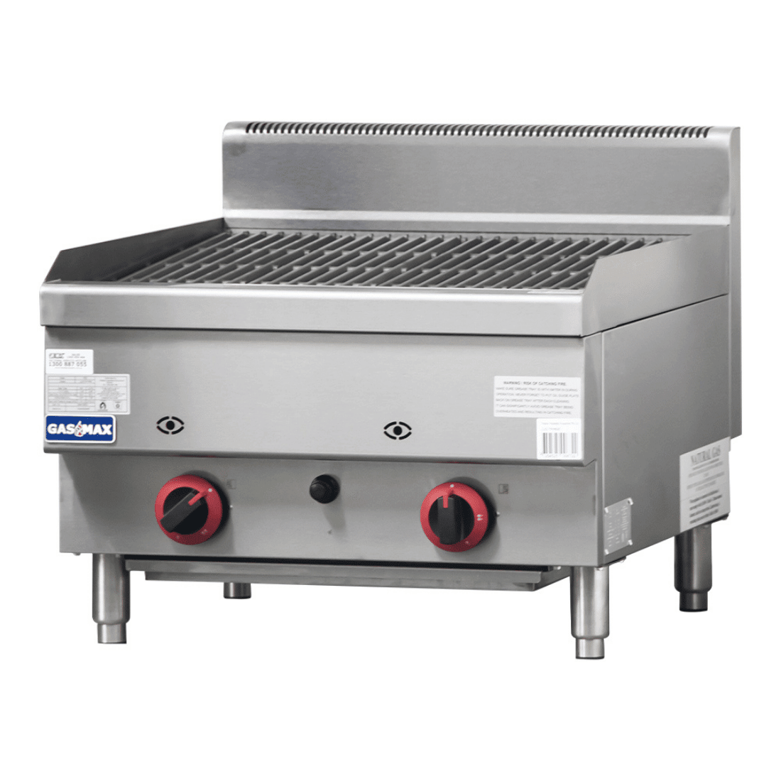GASMAX Benchtop 2 Burner Chargrill NG 600mm - JUS - TRH60E - Commercial Kitchen Appliances
