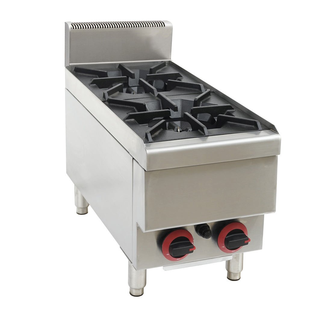 GasMax Benchtop 2 Burner Cooktop W/ Splashback JUS - TR - 2B - Commercial Kitchen Appliances