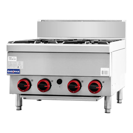 GasMax Benchtop 4 Burner Cooktop W/ Splashback JUS - TR - 4B - Commercial Kitchen Appliances