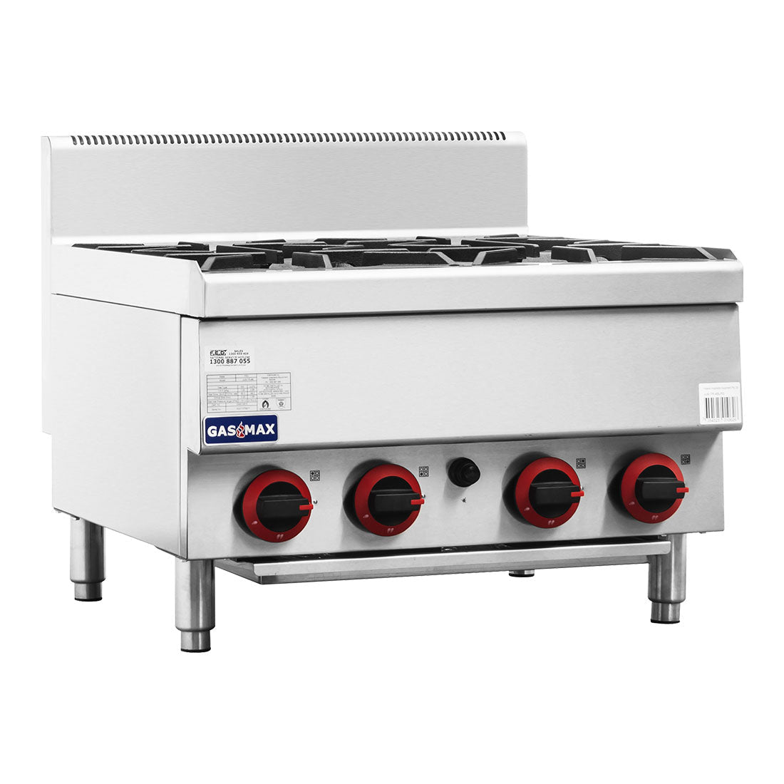 GasMax Benchtop 4 Burner Cooktop W/ Splashback JUS - TR - 4B - Commercial Kitchen Appliances