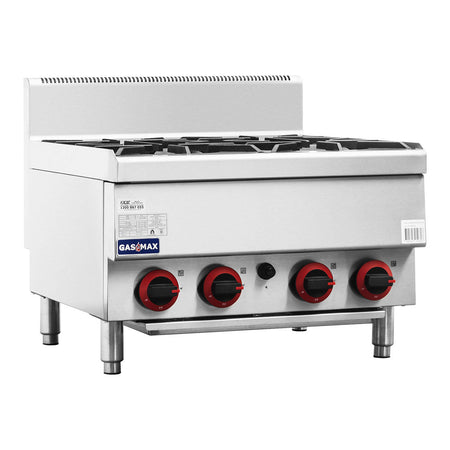 GasMax Benchtop 4 Burner Cooktop W/ Splashback JUS - TR - 4B - Commercial Kitchen Appliances