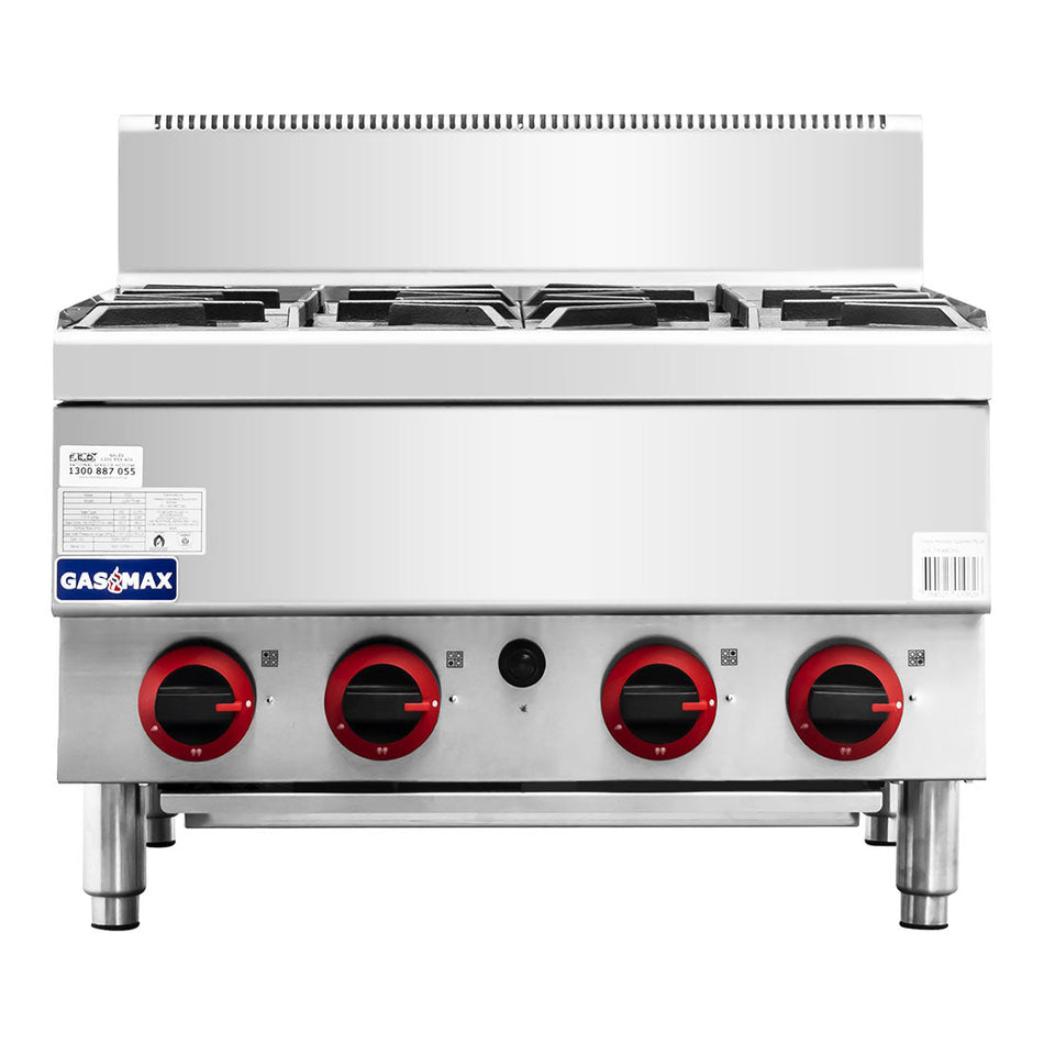GasMax Benchtop 4 Burner Cooktop W/ Splashback JUS - TR - 4B - Commercial Kitchen Appliances